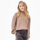 MOCK NECK CABLE KNIT SWEATER - MOCHA