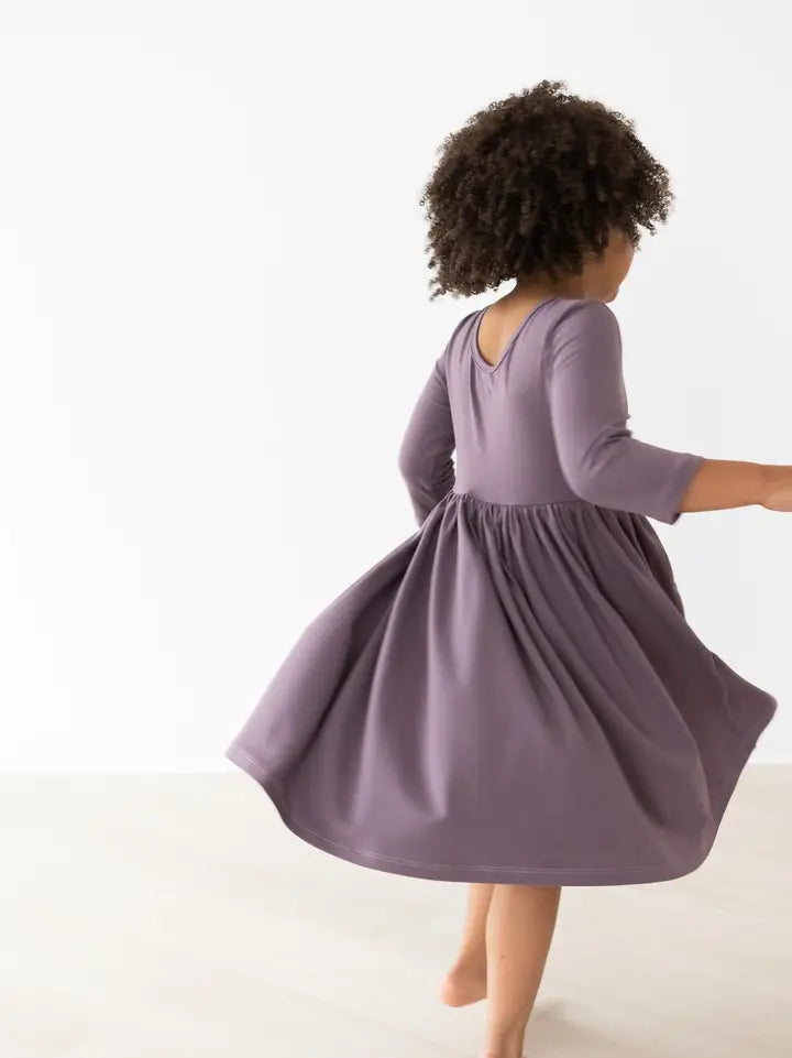 VINTAGE VIOLET 3/4 POCKET TWIRL DRESS