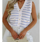 GINEVIEVE STRIPE VNECK SWEATER VEST - BLUE