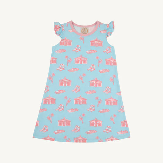 ANGEL SLEEVE POLLY PLAY DRESS - PARROT CAY CANOPY/SANDPEARL PINK