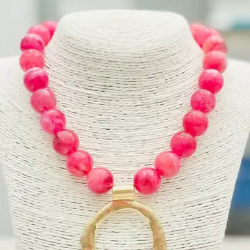 BIG BALL NECKLACE WITH PENDANT - ASSORTED COLOR OPTIONS