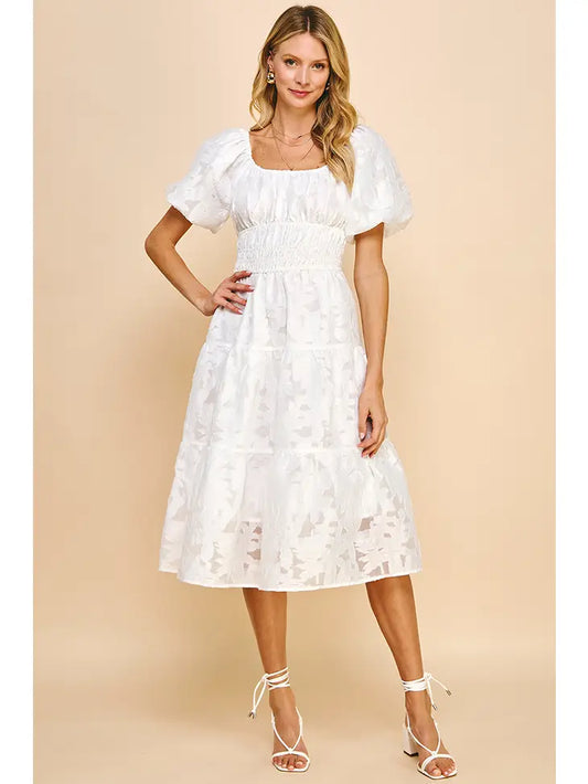 MIDI LACE DRESS - WHITE