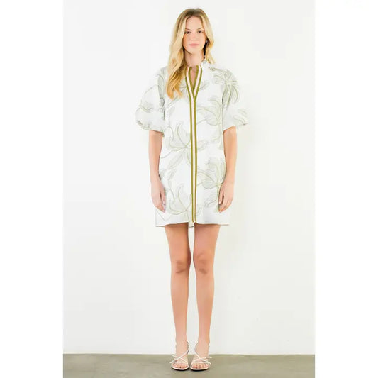 PUFF SLEEVE DRESS - WHITE