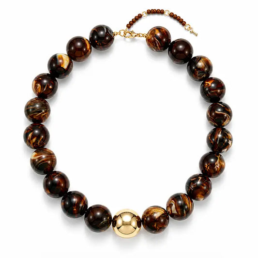 AMBER SHELL BUBBLE BEADED STATEMENT NECKLACE