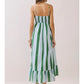 STRIPED BACK SMOCKED DETAIL SIDE POCKET MAXI DRESS - GREEN