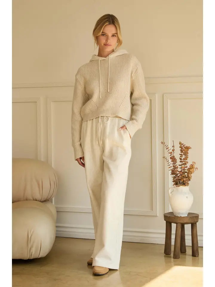 ELASTIC WAIST PULL-ON SWEATPANTS - OATMEAL