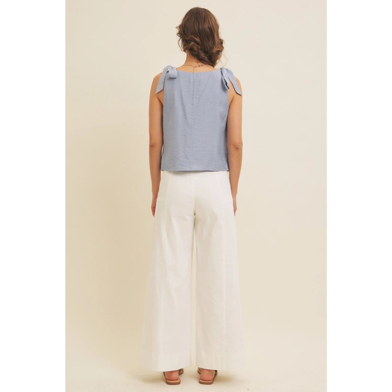 ROMANTIC EMBROIDERY BLOUSE - DUSTY BLUE