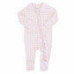 PETER PAN COLLAR RUFFLE ZIPPER FOOTIE - ROSY GINGHAM