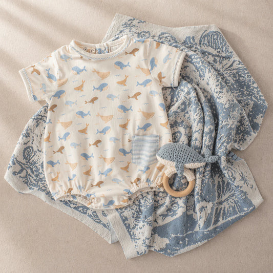 WHALE TALES SHORT SLEEVE BUBBLE - IVORY