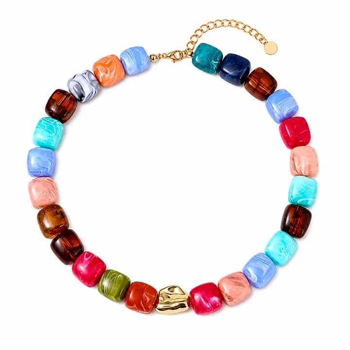 THE COASTAL COLORFUL CANDY BEADED STAEMENT NECKLACE