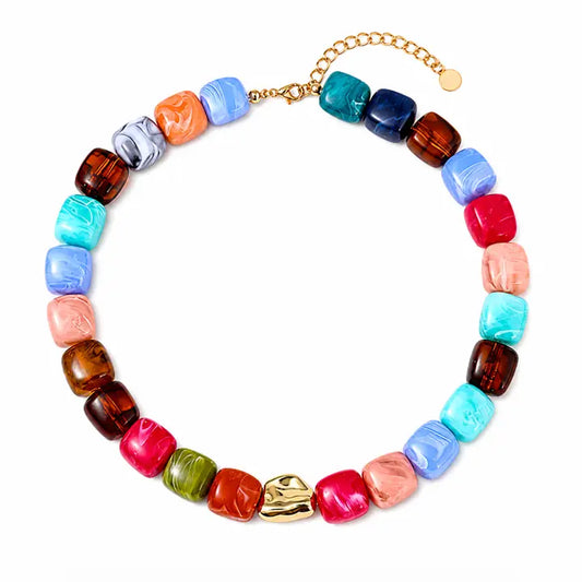 THE COASTAL COLORFUL CANDY BEADED STAEMENT NECKLACE