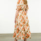 SMOCKED WAIST PRINT MAXI DRESS - ORANGE