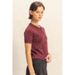 CREW NECK SHORT SLEEVE BUTTONED CARDIGAN - BLACK