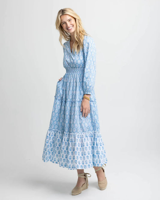 BLAIRE GARDEN PRINTED MAXI DRES - CLEARWATER BLUE