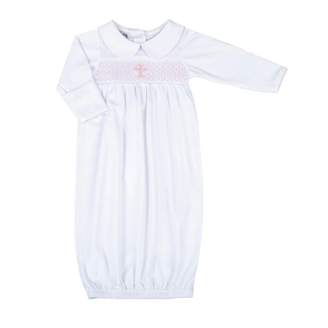 BLESSED SMOCKED LS PINK GOWN