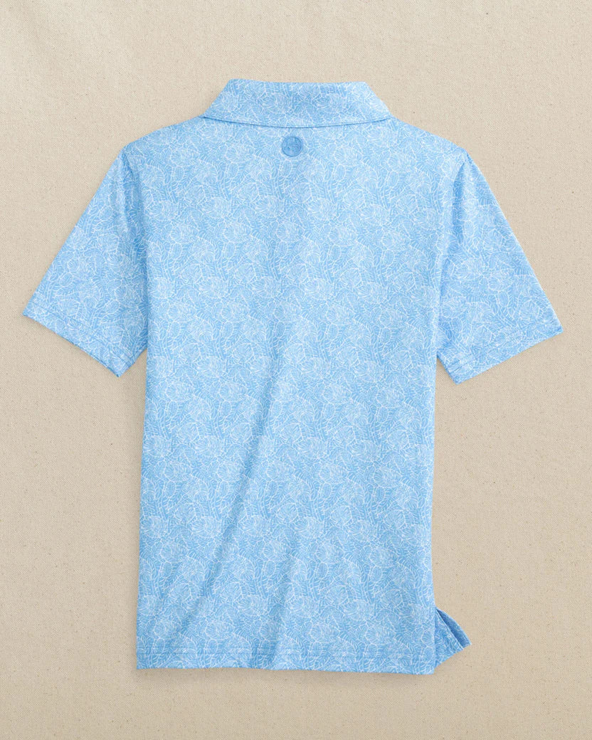 BOYS DRIVER BEACH PALMS PRINTED PERFORMANCE POLO - OCEAN CHANNEL