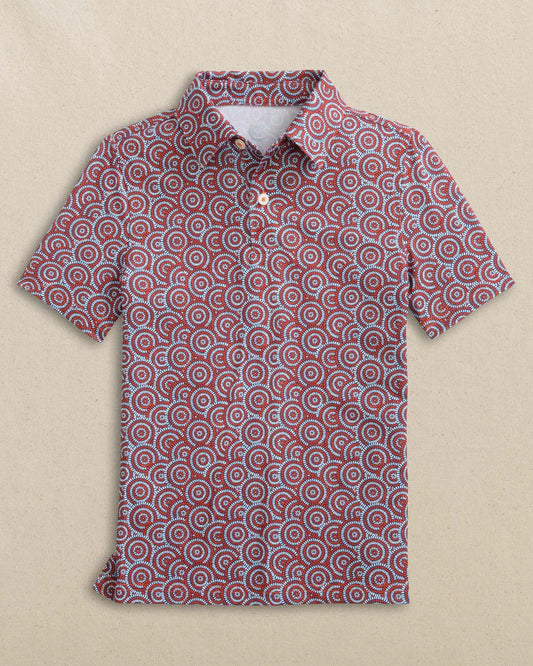 BOYS DRIVER FIRECRACKER PRINTED PERFORMANCE POLO - CHANNEL MARKER RED