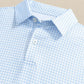 BOYS DRIVER GINGHAM PRINTED PERFORMANCE POLO - TIDE BLUE