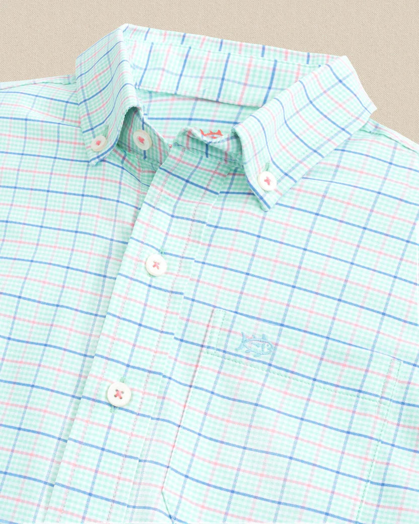 BOYS EDISTO ISLAND PLAID COASTAL BREEZE SPORT SHIRT - GULF SHORES