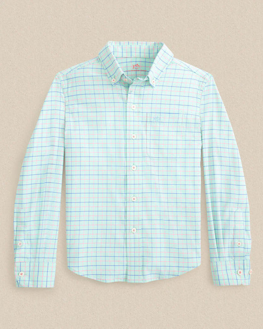 BOYS EDISTO ISLAND PLAID COASTAL BREEZE SPORT SHIRT - GULF SHORES