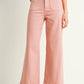PATCH POCKET WIDE LEG JEANS - DUSTY CORAL