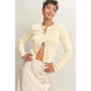 STRIPED BUTTON-UP CARDIGAN  - YELLOW