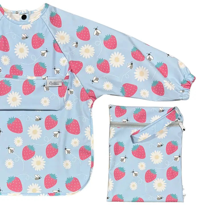 THE GRAYSON LONG SLEEVE BIB - STRAWBERRY