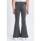 GIRLS FLARE FRONT PATCH POCKET JEANS - FADED BLACK