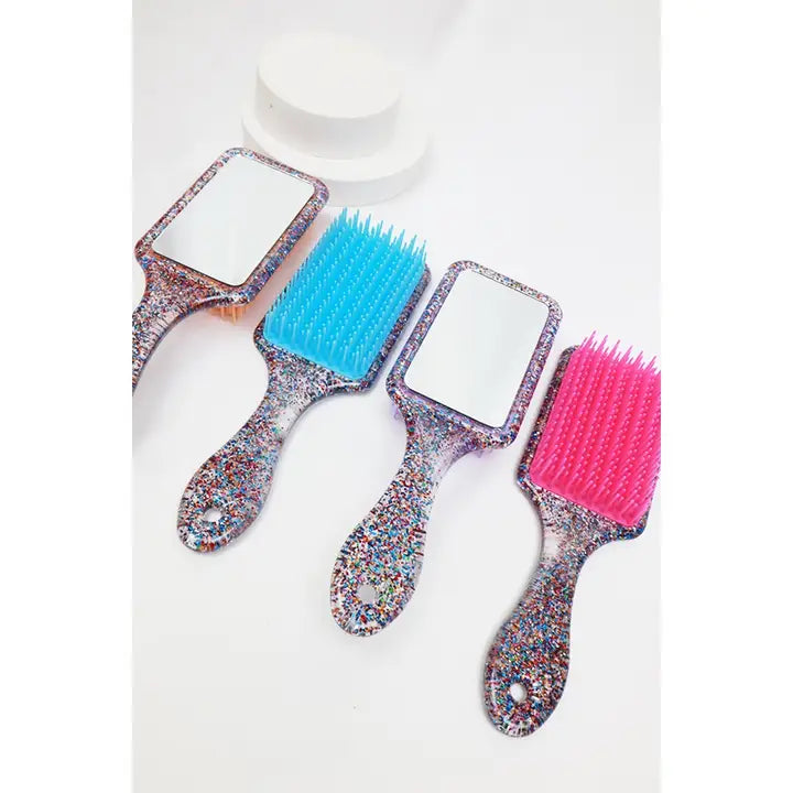 HAIR BRUSH W/ MIRROR - MIX COLORS
