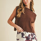 SOFT KNIT RIBBBED EDGES DETAIL OPEN BACK VEST - CHOCOLATE