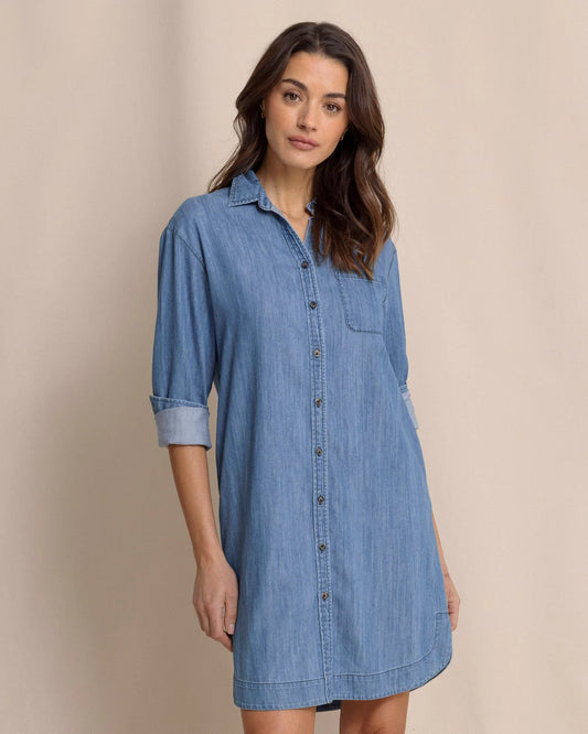 CAM DENIM DRESS - MEDIUM WASH INDIGO
