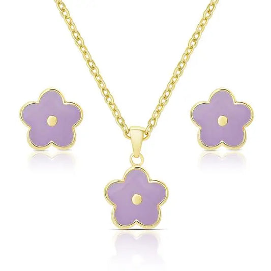 FLOWER STUD EARRING AND NECKLACE SET
