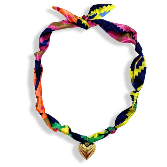 COLORFUL AZTEC HEART SCARF BANDANA NECKLACE