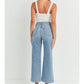 PATCH POCKET WIDE LEG JEANS - LIGHT WASH