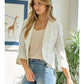 3/4 RUFFLE SLEEVE SOLID BLAZER - OFF WHITE
