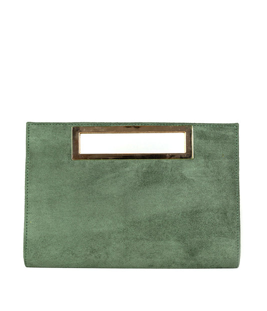 CHLOE SUEDE CLUTCH - OLIVE