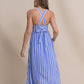 CINZIA STRIPED  CROSS STRAP DRESS - BLUE STREAM