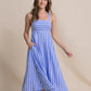 CINZIA STRIPED  CROSS STRAP DRESS - BLUE STREAM