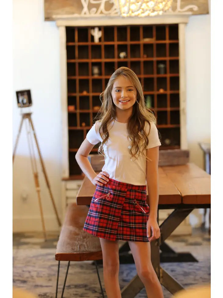 GIRLS SKIRT - RED PLAID