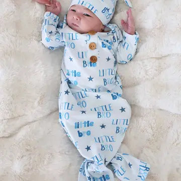 LITTLE BRO KNOT GOWN & HAT SET
