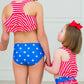 TWEEN GIRLS SHIMMER STARS & STRIPES FLOUNCE BIKINI