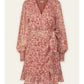 SANGRIA LOVE BISHOP SLEEVE MINI WRAP DRESS - MAUVE/SANGRIA