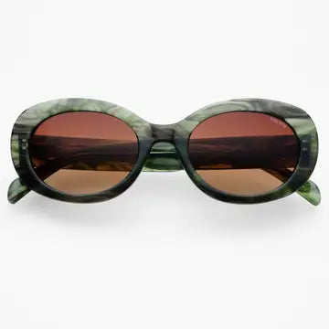 ARIA ACETATE OVAL SUNGLASSES - EMERALD