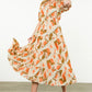 SMOCKED WAIST PRINT MAXI DRESS - ORANGE
