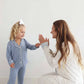GIRLS TWO-PIECE FLARE LOUNGE SET - SNUGGLE SPOTS BLUE