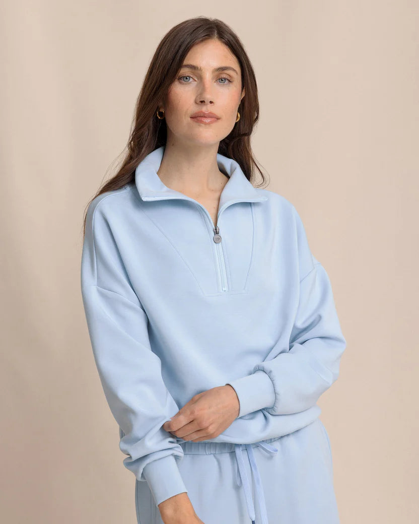 DANIELLE LUXE LOUNGE QUATER ZIP - CERULEAN
