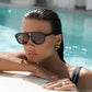 HAVANA ACETATE AVIATOR SUNGLASSES - BLACK