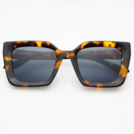 COCO ACETATE WOMENS SQUARE SUNGLASSES - TORTOISE/GRAY