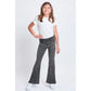 GIRLS FLARE FRONT PATCH POCKET JEANS - FADED BLACK
