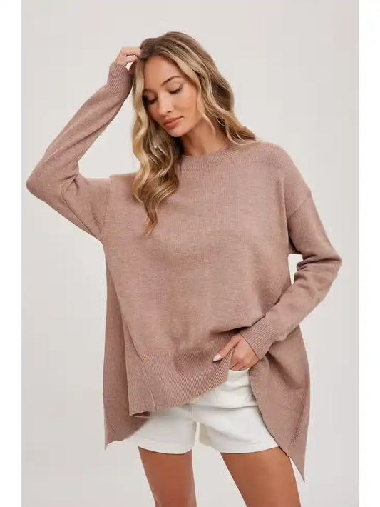 TRAPEZE SWEATER KNIT PULLOVER - LATTE